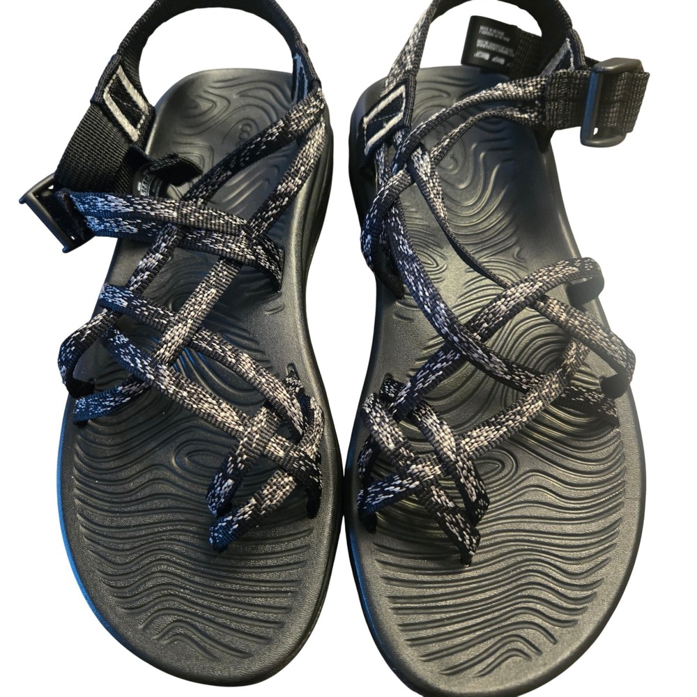 Chaco Z Cloud X2 Womens‎ 8 Black White Strappy Hiking Sandals Toe Loop J105110